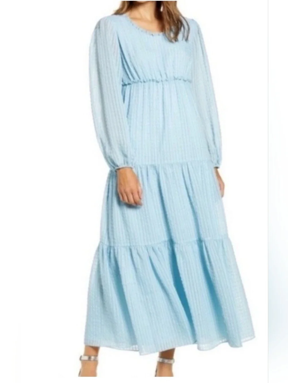 Rachel Parcell Empire Waist Tiered Maxi Dress In Light Blue Size XS - Picture 7 of 7